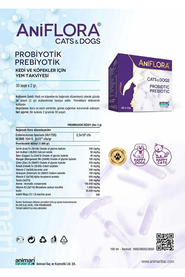 Aniflora Kedi ve Köpek Probiyotik-Prebiyotik