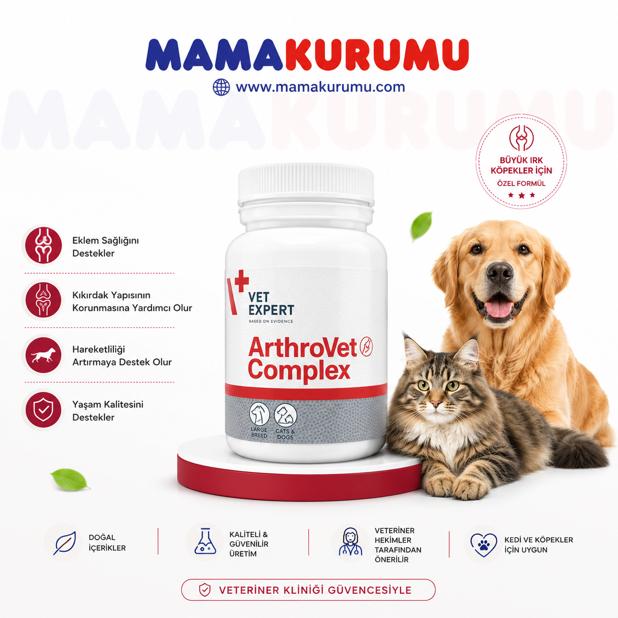 VetExpert ArthroVet HA Complex Large Breed 60 Tablet – Büyük Irk Köpekler İçin Eklem Destek Ürünü - Görsel 2