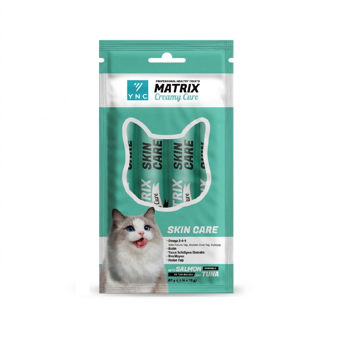  YNC Matrix Creamy Cure Skin Care Deri ve Tüy Sağlığı Destekleyici Sıvı Kedi Ödül Maması 60 g (15 g x 4)